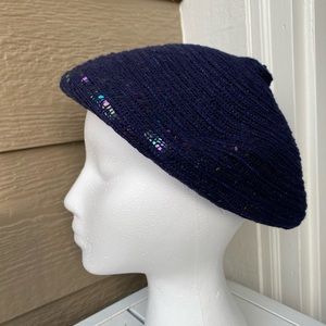 Nordstrom fashion Cashmere blend Indigo Sequin hat cap women’s
